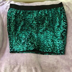 Green sequin skirt